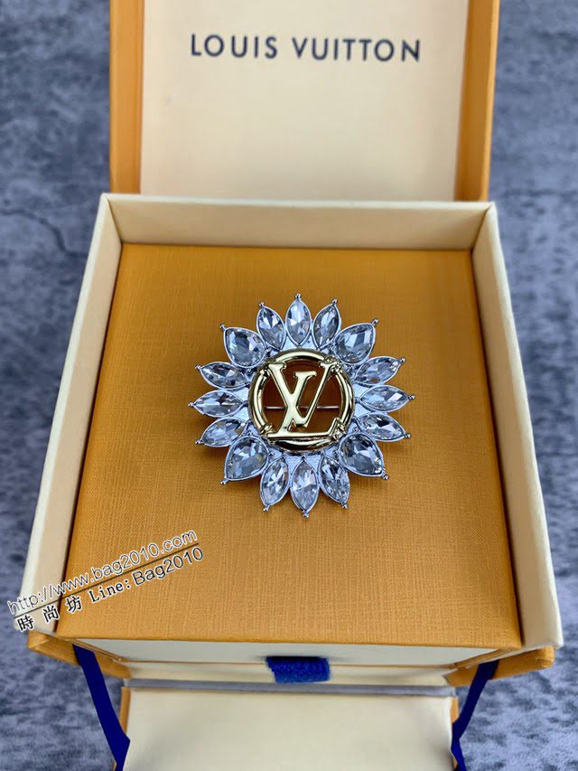 Louis Vuitton新款飾品 路易威登大氣字母胸針 LV太陽花鑽石字母胸花胸針  zglv2206